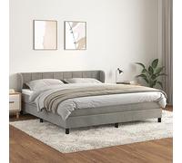 Yunovire Lit à sommier tapissier avec matelas gris clair, 180 x 200 cm, tissu velours, tête de lit réglable en hauteur, matelas à ressorts ensachés, soutien moyennement ferme, pour un sommeil