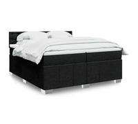 Yunovire Lit à sommier tapissier avec matelas, noir, 200 x 200 cm, housse en tissu, ressorts ensachés, tête de lit réglable en hauteur, meuble de chambre moderne pour des nuits reposantes