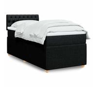 Yunovire Lit à sommier tapissier avec matelas, noir, 90 x 190 cm, housse en tissu, ressorts ensachés, surmatelas confortable, meuble de chambre moderne, lit simple