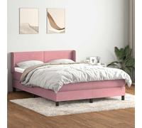 Yunovire Lit à sommier tapissier avec matelas rose, 140 x 210 cm, housse en velours, ressorts ensachés, tête de lit réglable, surmatelas inclus, ensemble de meubles de chambre à coucher de luxe pour