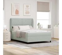 Yunovire Lit à sommier tapissier gris clair 160 x 200 cm, polyester, bois massif, lit king size, avec tête de lit réglable, matelas, sommier à lattes, meuble de chambre moderne pour 2 personnes