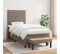 Yunovire Lit à sommier tapissier taupe, 100 x 200 cm, housse en tissu, tête de lit réglable, matelas à ressorts ensachés, soutien moyennement ferme, banc, meuble de chambre moderne