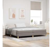 Yunovire Lit à sommier tapissier taupe, 200 x 200 cm, housse en tissu, avec matelas, cadre solide en bois, meuble de chambre moderne, lit impérial pour un sommeil réparateur