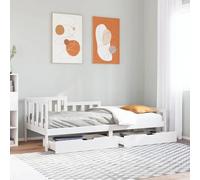 Yunovire Lit de jour, avec tiroirs, 90 x 190 cm, en bois massif de pin non traité, multifonctionnel, comme canapé et lit, cadre de lit robuste avec espace de rangement pour chambre à coucher, meuble