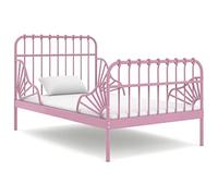Yunovire Lit gigogne en métal rose, 80 x 130/200 cm, robuste, réglable, pour chambre d'enfant, chambre d'adolescent, lit d'amis, meuble durable