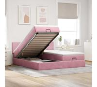 Yunovire Lit ottoman 160 x 200 cm, en velours rose, avec matelas à ressorts ensachés, espace de rangement, mécanisme de levage hydraulique, ensemble de meubles de chambre à coucher, 2 pièces