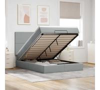 Yunovire Lit ottoman avec matelas, gris clair, 140 x 190 cm, housse en tissu, ressorts ensachés, espace de rangement hydraulique, ensemble de meubles de chambre à coucher moderne
