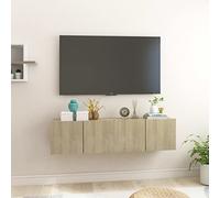 Yunovire Lot de 2 armoires TV suspendues en chêne Sonoma 60 x 30 x 30 cm, cabinet de rangement multimédia moderne pour salon design élégant pour chambre à coucher et salon