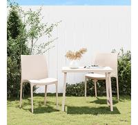 Yunovire Lot de 2 chaises de jardin, crème, 50 x 46 x 80 cm, en polypropylène robuste, empilables, pour balcon et terrasse, sièges confortables pour salle à manger, modernes