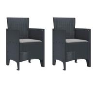 Yunovire Lot de 2 chaises de jardin en polypropylène, anthracite, 53 x 49 x 85 cm, résistantes aux UV et aux intempéries, pour balcon, terrasse, jardin, salle à manger, meubles d'extérieur modernes