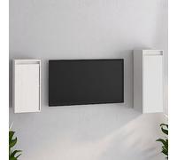 Yunovire Lot de 2 meubles TV en pin massif - Design moderne - Étagère flottante pour salon, chambre à coucher - Rangement multimédia - Durable