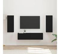 Yunovire Lot de 2 meubles TV muraux en bois noir, design moderne, espace de rangement pour salon, médias et divertissement, 30 x 31 x 80 cm, 60 x 31 x 29,5 cm