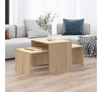 Yunovire Lot de 2 tables basses en chêne Sonoma, 100 x 48 x 40 cm, matériau dérivé du bois, empilables, pour salon et pièces modernes