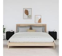 Yunovire Lot de 2 tables de chevet - Noir - 40 x 34 x 45 cm - Pin massif - Design moderne - Grandes armoires de nuit avec porte pour chambre à coucher, salon, table d'appoint