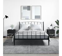 Yunovire Lot de 2 tables de chevet noires - 40 x 42 x 45 cm - En bois - Style industriel - Console de chevet stable avec cadre en fer - Pieds réglables pour chambre à coucher, salon