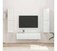 Yunovire Lot de 3 meubles TV modernes avec espace de rangement, étagère multimédia pour chambre à coucher, buffet compact pour électronique grand public, 30 x 31 x 60 cm - Blanc brillant