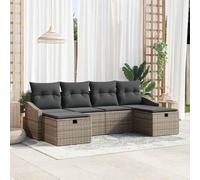 Yunovire Lot de 6 canapés de jardin avec coussins en rotin synthétique modulaire résistant aux intempéries pour terrasse et jardin, avec compartiments de rangement, résistant aux UV, anthracite