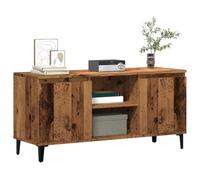 Yunovire Meuble TV, aspect bois vieilli, 102 x 35 x 50 cm, matériau dérivé du bois, support robuste, pour salon, chambre à coucher, rangement polyvalent