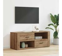 Yunovire Meuble TV en chêne artisanal, 100 x 35 x 40 cm, matériau en bois, style rustique, design moderne, espace de rangement pour médias, salon, chambre à coucher, meuble TV durable