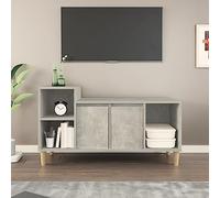 Yunovire Meuble TV gris béton - 110 x 35 x 55 cm - Matériau du bois - Armoire multimédia robuste avec espace de rangement pour le salon - Design moderne pour électronique grand public