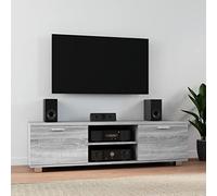 Yunovire Meuble TV gris Sonoma - 140 x 40,5 x 35 cm - En matériau dérivé du bois - Cabinet multimédia moderne pour salon, chambre à coucher - Support TV pratique avec beaucoup de rangement