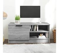 Yunovire Meuble TV gris Sonoma - 80 x 35 x 36,5 cm - En bois - Design moderne - Espace de rangement pour salon - Rangement multimédia - Support TV stable