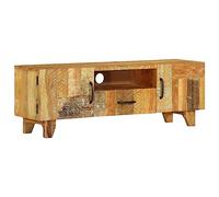 Yunovire Meuble TV, sculpté à la main, 120 x 30 x 40 cm, en bois recyclé massif, design moderne, pour salon, chambre à coucher, rangement des médias, durable