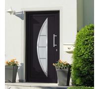 Yunovire Porte d'entrée anthracite 98 x 200 cm avec cadre en aluminium, verrouillage à 5 points, isolation thermique et insonorisation, avec kit de poignée, cylindre profilé, bande d'étanchéité, kit
