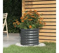Yunovire Pot à plantes en acier galvanisé 40 x 36 cm Anthracite Jardin Balcon Extérieur Durable Fleurs Herbes Succulentes Vase avec plateau de drainage pour l'intérieur et l'extérieur