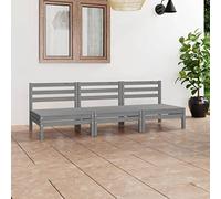 Yunovire Salon de jardin 3 pièces en pin massif gris - Canapé d'extérieur robuste pour véranda, balcon, zones de conversation confortables dans le jardin