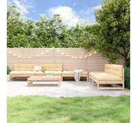 Yunovire Salon de jardin 6 pièces en pin massif modulaire pour véranda, balcon, terrasse, extérieur, canapé robuste pour un divertissement relaxant