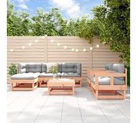 Yunovire Salon de jardin 7 pièces en bois massif Douglas non traité, robuste, modulaire pour terrasse, balcon, extérieur, idéal pour des conversations confortables