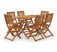 Yunovire Salon de jardin pliable en bois massif d'acacia traité à l'huile, 120 x 70 cm, table avec 6 chaises, résistant aux intempéries, pour balcon et jardin
