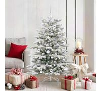 Yunovire Sapin de Noël Artificiel Blanc 150 cm avec Branches Articulées et Guirlande LED, Base Stable et Design Compact pour Décoration Intérieure et Extérieure