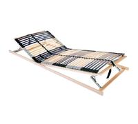 Yunovire Sommier à lattes marron 80 x 190 cm en bois de hêtre massif, tête et pied de lit réglables, 39 lattes, 7 zones, robuste pour un sommeil réparateur