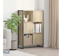 Yunovire Sonoma Bibliothèque en bois 68 x 30 x 108,5 cm, 6 compartiments, 3 portes, design industriel, durable, pour salon, bureau et chambre à coucher