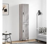Yunovire Sonoma - Meuble haut gris - 34,5 x 34 x 180 cm - En matériau dérivé du bois - Armoire de rangement avec portes, pieds en métal - Meuble moderne pour salon et salle à manger