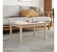 Yunovire Table basse 80 x 50 x 40 cm en pin massif non traité, robuste, pour canapé et salon, table d'appoint naturelle