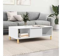 Yunovire Table basse blanche moderne, 102 x 55 x 35 cm, design modulaire, espace de rangement pour le salon, utilisation polyvalente comme table d'appoint