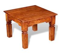 Yunovire Table basse en bois massif 60 x 60 x 45 cm, bois d'acacia couleur miel, aspect palissandre, table d'appoint robuste pour salon, table basse stable