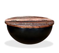 Yunovire Table basse en bois recyclé noir massif - Forme de bol - 60 x 27 cm - Table d'appoint ronde pour salon - Design unique pour les pièces modernes