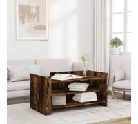 Yunovire Table basse en chêne fumé 100 x 50 x 50 cm, matériau en bois, durable, table d'appoint pour salon, moderne, espace de rangement, nettoyage facile