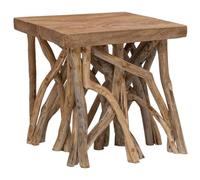 Yunovire Table basse ronde en bois massif de teck - 40 x 40 x 40 cm - Marron vieilli - Petite table d'appoint pour le salon - Design unique pour des pièces confortables