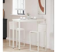 Yunovire Table de bar - Blanc - 110 x 55 x 105 cm - En bois de pin massif - Table haute moderne pour salle à manger, cuisine, appartement - Haute stabilité - Entretien facile