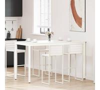 Yunovire Table de bar blanche 180 x 90 x 105 cm en pin massif avec poutre en forme de H - Table à manger robuste pour cuisine, salle à manger, appartement, style moderne