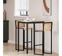 Yunovire Table de bar naturel 110 x 55 x 105 cm en bois de pin massif moderne pour cuisine, salle à manger, appartement, pieds en métal robuste, support de poutre en H, grande stabilité, entretien