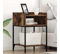 Yunovire Table de chevet avec étagère, chêne fumé, 40 x 40 x 61 cm, bois dérivé du bois, table d'appoint moderne pour chambre à coucher, avec sortie d'alimentation, durable