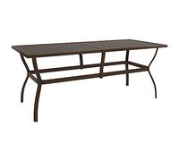 Yunovire Table de jardin marron en acier - 190 x 80 x 72 cm - Design à lattes - Résistante aux intempéries - Pour extérieur, terrasse, balcon - Robuste, stable, peu encombrante - Utilisation