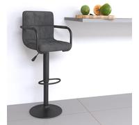 Yunovire Tabouret de bar en velours gris foncé réglable en hauteur avec repose-pieds - Chaise de cuisine pivotante moderne pour île et table de bar - Cadre en acier revêtu par pulvérisation - Charge