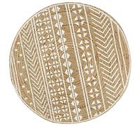 Yunovire Tapis en toile de jute fait à la main, 120 cm de diamètre, naturel et blanc, tressé, design moderne, pour salon, chambre à coucher et décoration d'intérieur